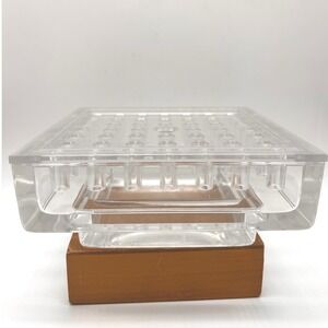 Vtg Mid-Century Modern Swedish design flower‎ Phrog vase glass base lucite top